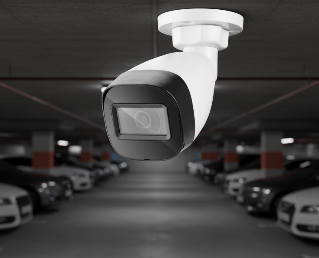 Câmeras de segurança em ambiente comercial